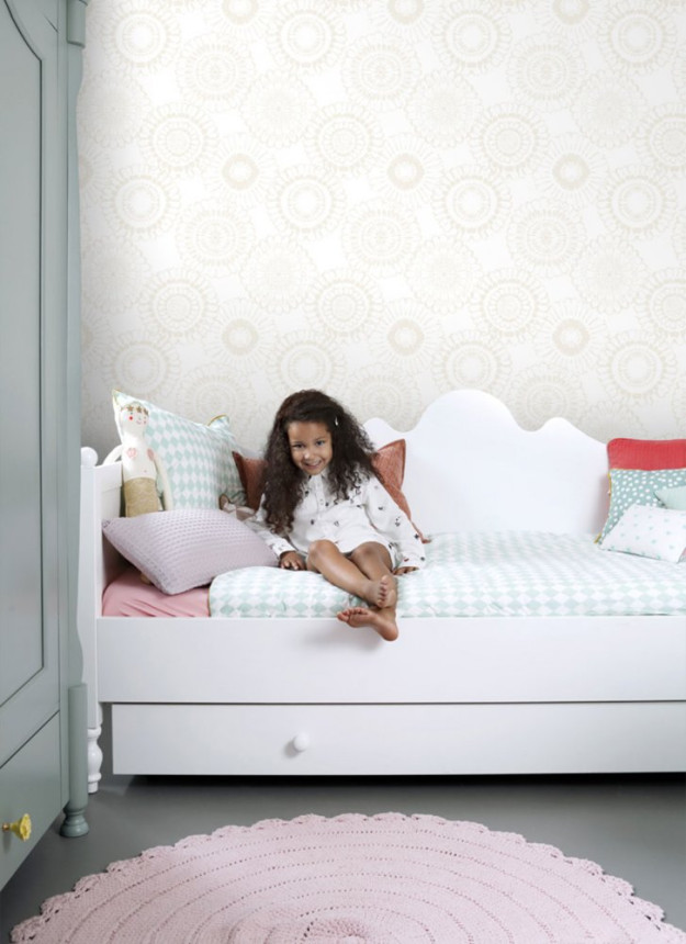 Metallic grau-weiß florale Vliestapete für die Wand 138910, Little Bandits, Esta