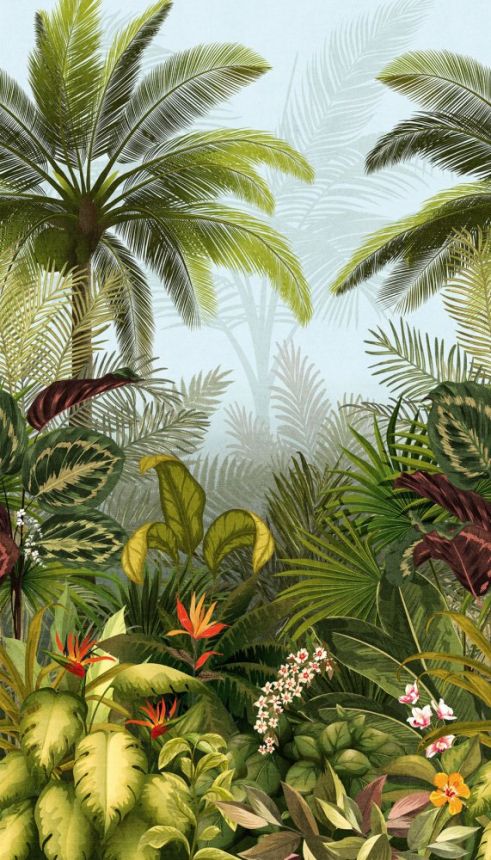 Tapete wandbilder Palmen und tropische Blätter JF6001, 159 x 280 cm, One roll, Grandeco