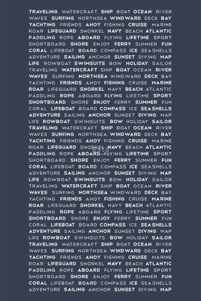 Blaue Fototapete mit text 158845, 186 x 279 cm, Regatta Crew, Esta Home