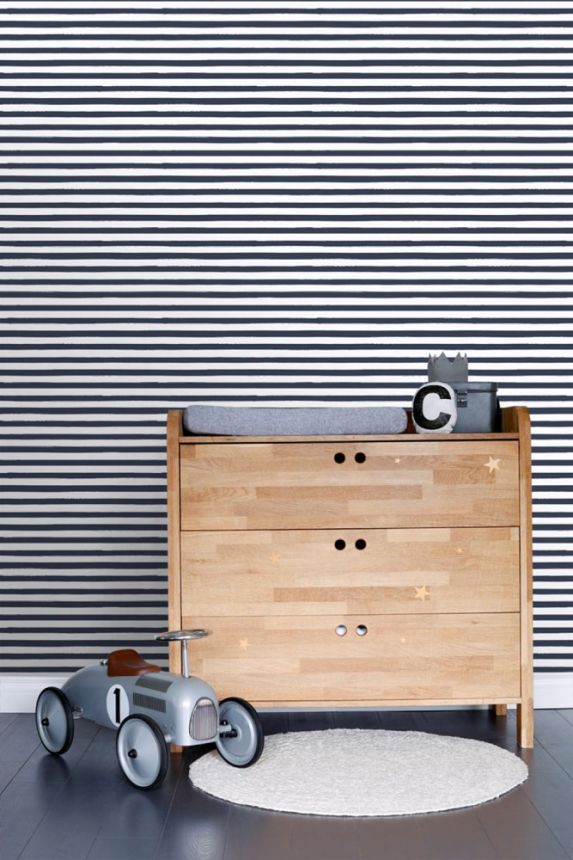 Blau-weiße Vlies, gestreifte Tapete 138970, Regatta Crew, Esta Home