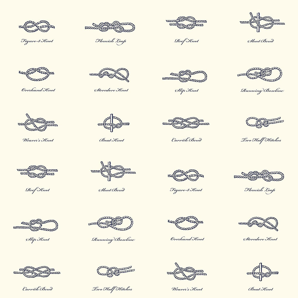 Vliestapete weiß, Schnüre, Knoten 136462, Regatta Crew, Esta Home