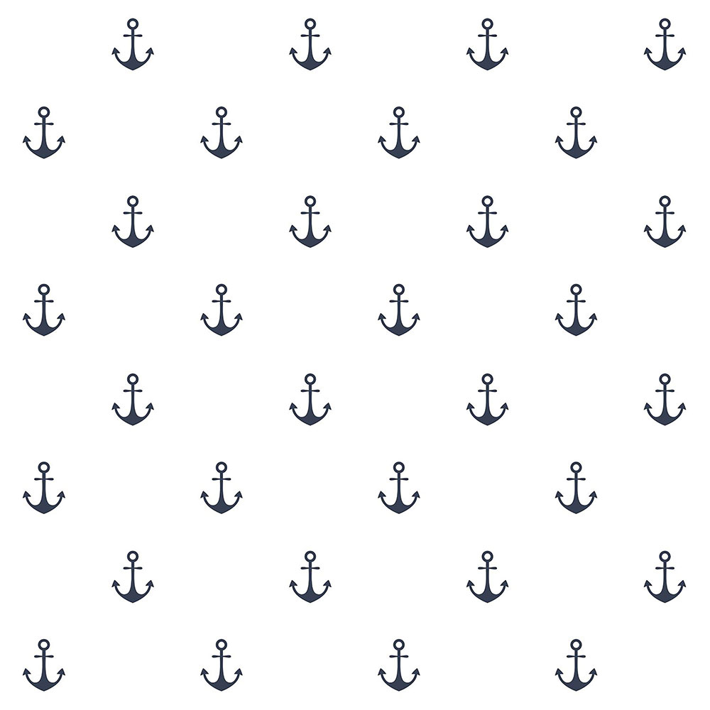 Vliestapete weiß, blaue Anker 138965, Regatta Crew, Esta Home