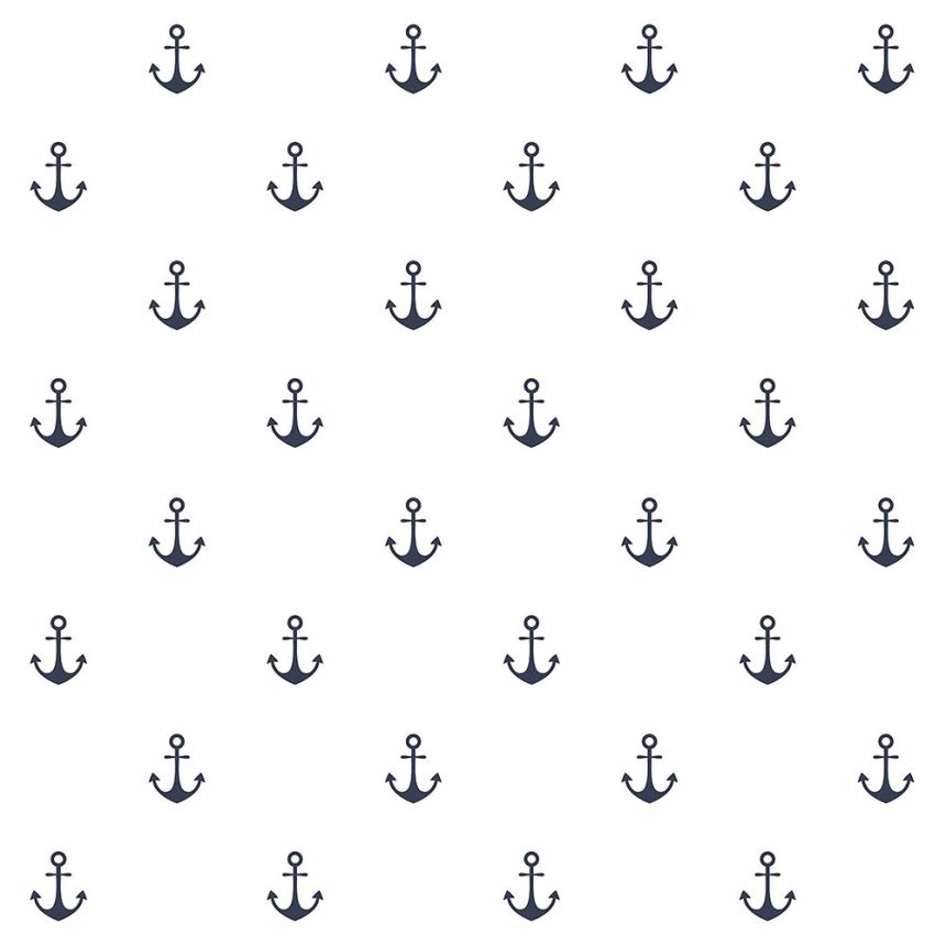 Vliestapete weiß, blaue Anker 138965, Regatta Crew, Esta Home