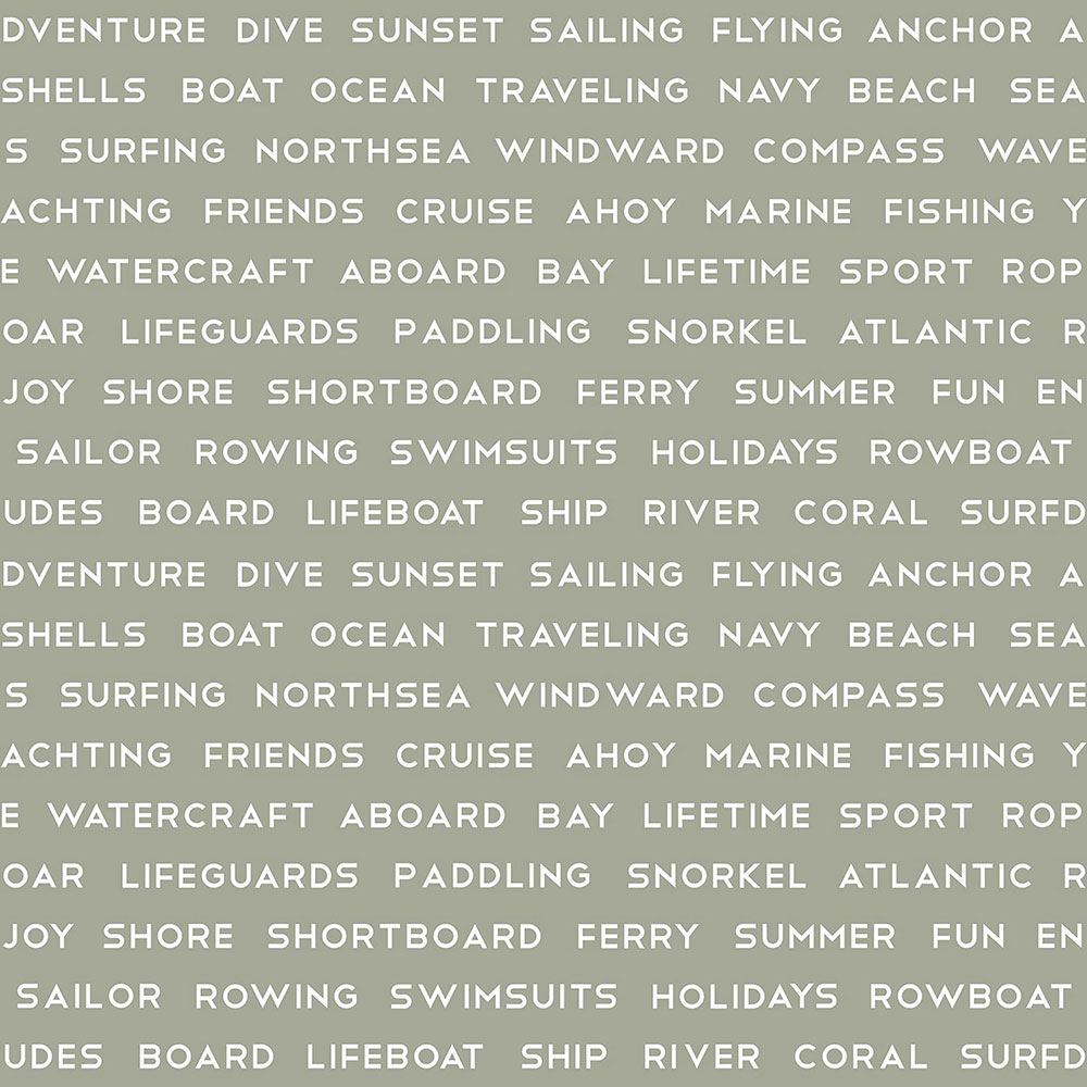 Blaugrüne Vliestapete mit Text 138959, Regatta Crew, Esta Home