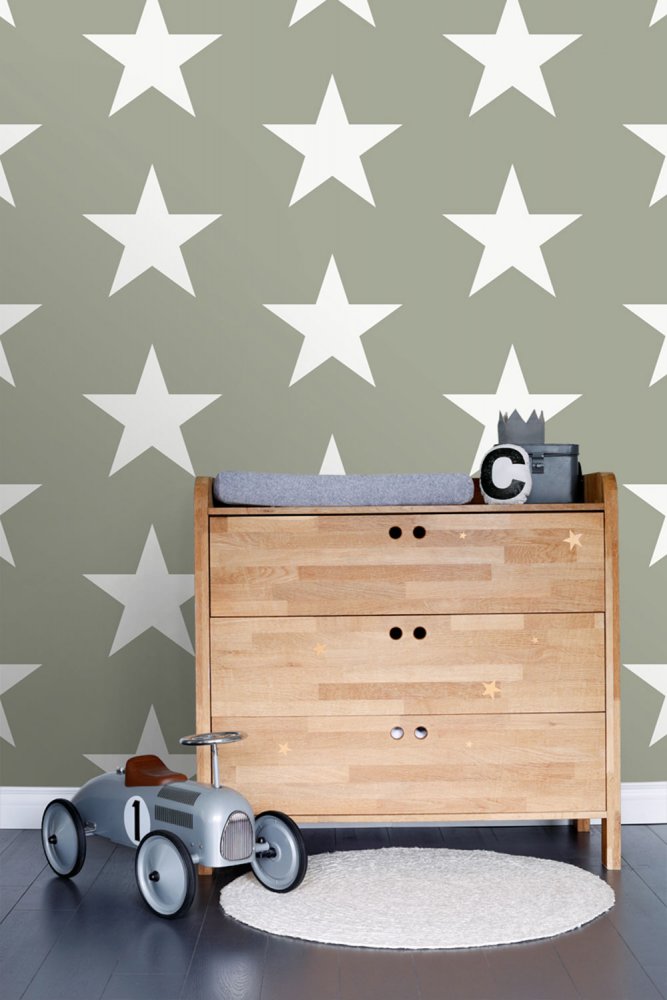 Blaugrüne Vliestapete mit weißen Sternen 138949, Regatta Crew, Esta Home