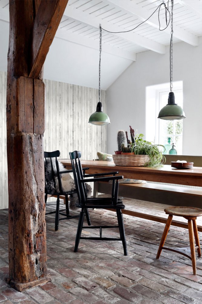 Tapete in grau-weißer Holzoptik, 138816, Regatta Crew, Esta