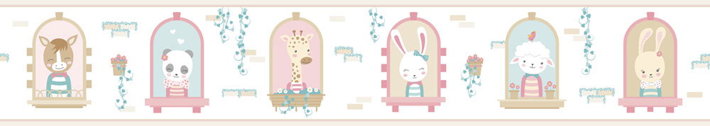 Selbstklebende Tapetenbordüre für Kinder mit Tieren 473-2, Pippo, ICH Wallcoverings