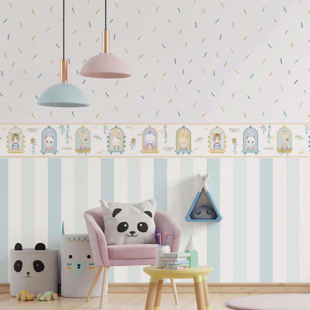 Selbstklebende Tapetenbordüre für Kinder mit Tieren 473-2, Pippo, ICH Wallcoverings
