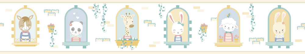 Selbstklebende Tapetenbordüre für Kinder mit Tieren 473-1, Pippo, ICH Wallcoverings