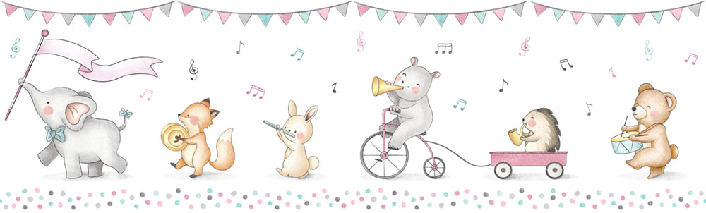 Selbstklebende Tapetenbordüre für Kinder mit Tieren 472-2, Pippo, ICH Wallcoverings