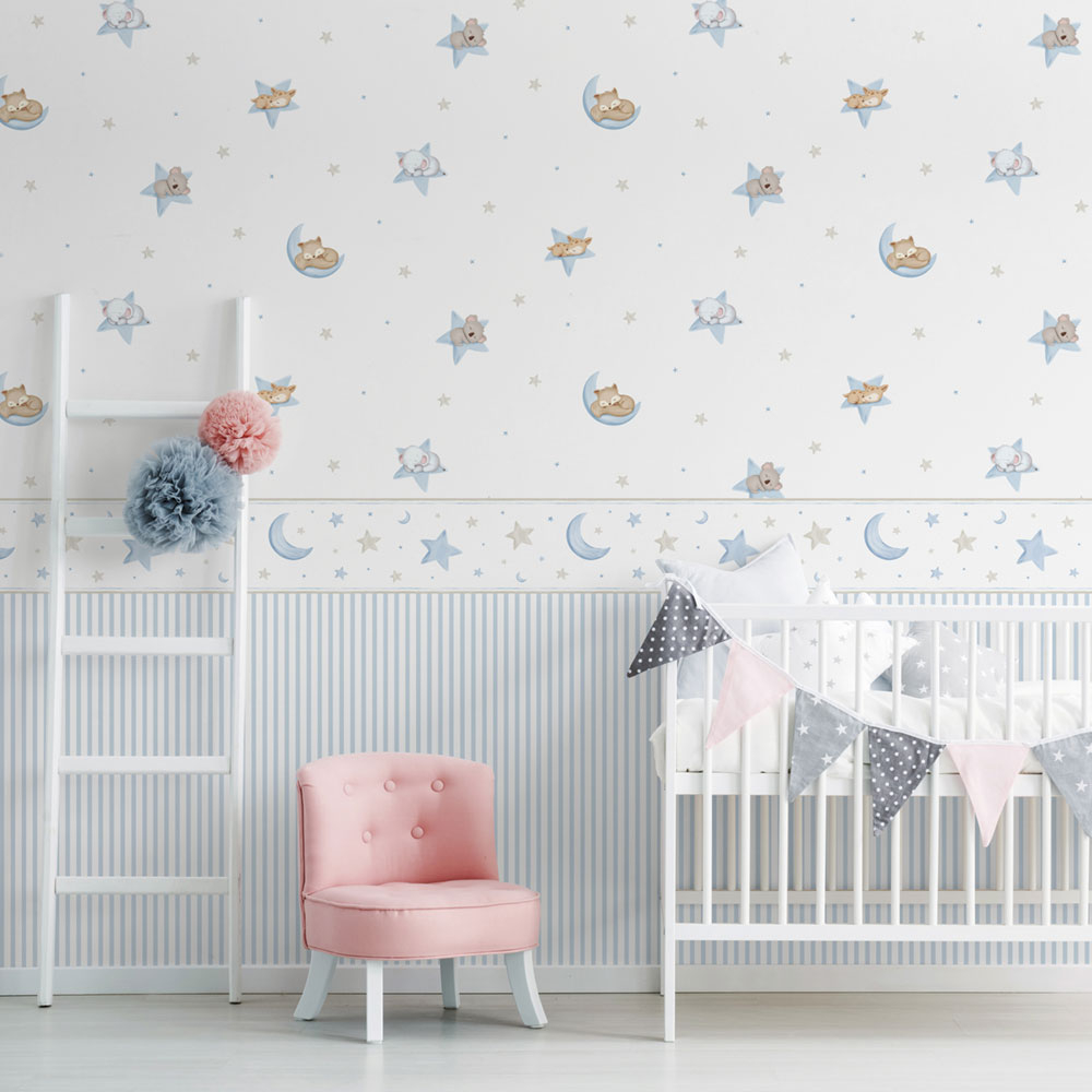 Selbstklebende Tapetenbordüre für Kinder Sterne, Mond 470-3, Pippo, ICH Wallcoverings
