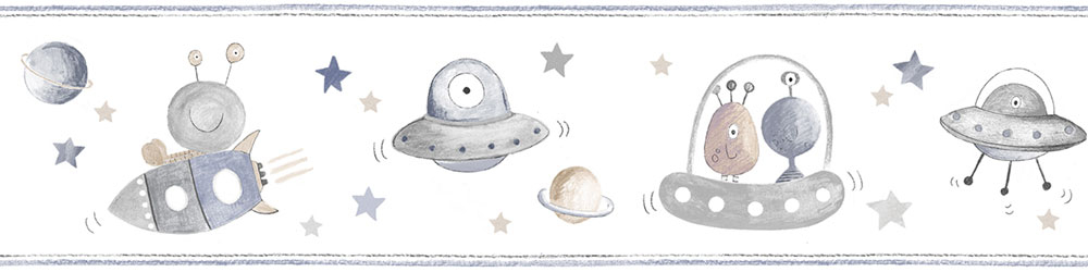 Selbstklebende Tapetenbordüre für Kinder Marsianer 3454-3, Oh lala, ICH Wallcoverings