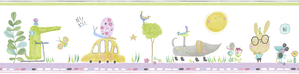 Selbstklebende Tapetenbordüre für Kinder mit Tieren 3453-2, Oh lala, ICH Wallcoverings