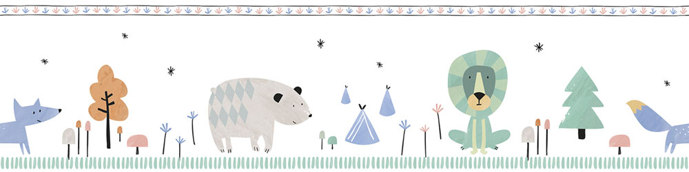 Selbstklebende Tapetenbordüre für Kinder mit Tieren 3450-1, Oh lala, ICH Wallcoverings