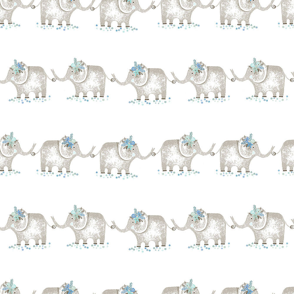 Papier Kindertapete mit Elefanten 3351-2, Oh lala, ICH Wallcoverings