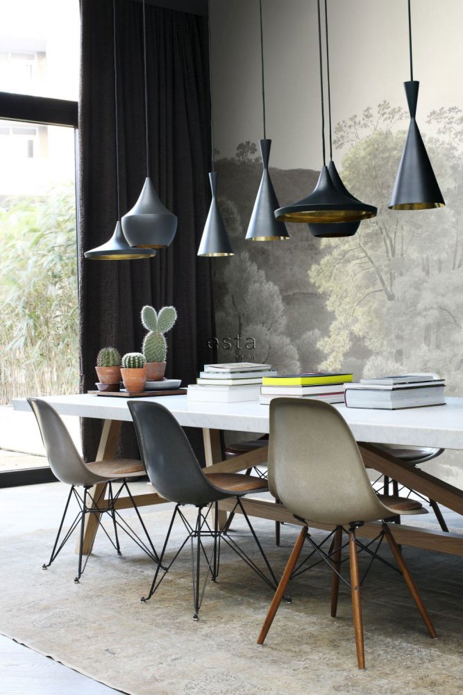 Fototapete, Landschaftszeichnung, Bäume, Tapete Wandbilder 158892, 372 x 279 cm, Blush, Esta Home