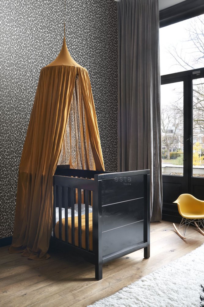 Schwarz-weiße Tapete, Leopardenfell-Imitat, Vliestapete 136810, Paradise, Esta Home