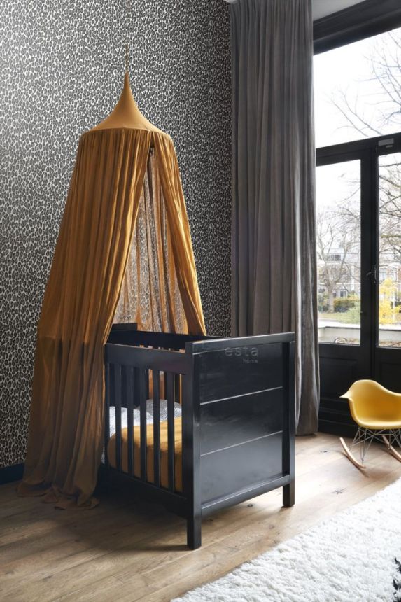 Schwarz-weiße Tapete, Leopardenfell-Imitat, Vliestapete 136810, Paradise, Esta Home