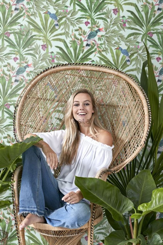 Tapete - Pflanzen, Blätter, Vögel, Vliestapete 139189, Paradise, Esta Home