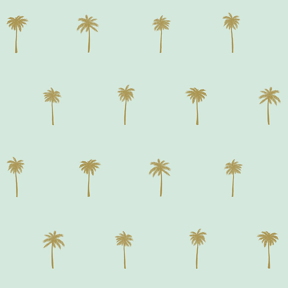 Grüne Tapete mit goldenen Palmen, Vliestapete 139159, Paradise, Esta Home