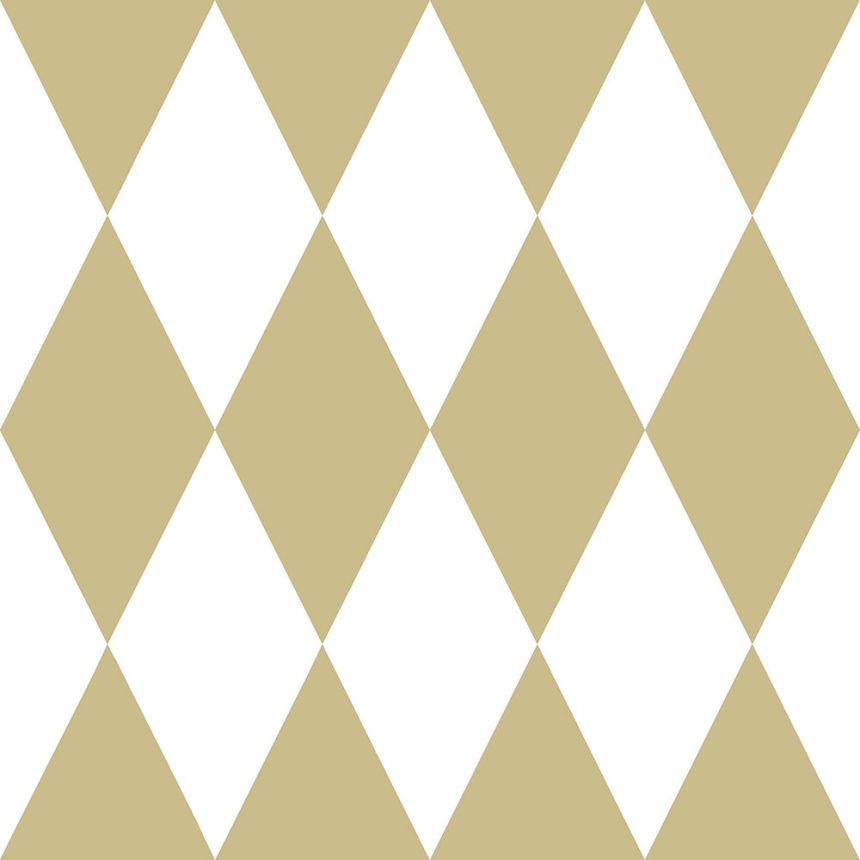 Tapete mit geometrischen mustern - weiße und goldene Rauten, Vliestapete 347669, Precious, Origin