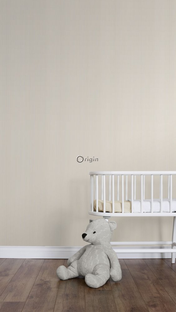 Beige gestreifte Tapete mit metallischen Streifen, Vliestapete 346808, Precious, Origin