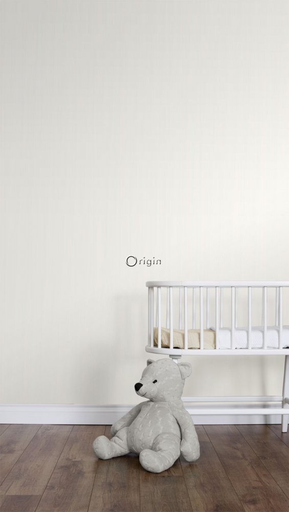 Weiße gestreifte Tapete mit metallischen Streifen, Vliestapete 346804, Precious, Origin