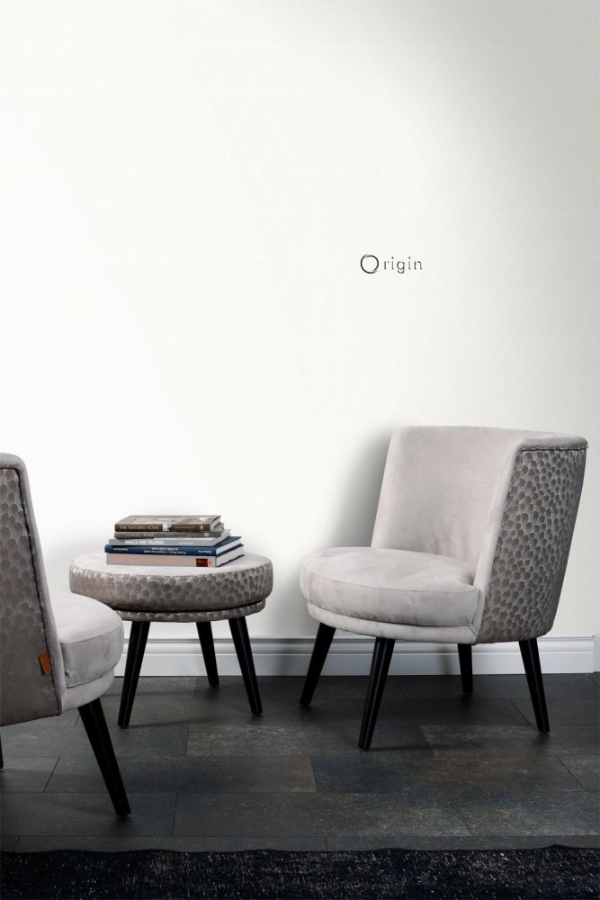 Metallic-Cremetapete mit geometrischen mustern - weiße Umrisse von Dreiecken, Vliestapete 347706, City Chic, Precious, Origin