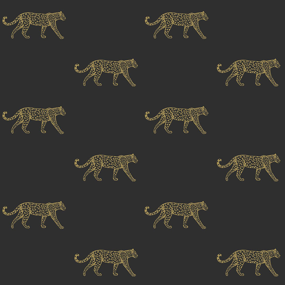 Schwarze Tapete mit goldenen Leoparden, Vliestapete 347686, City Chic, Precious, Origin