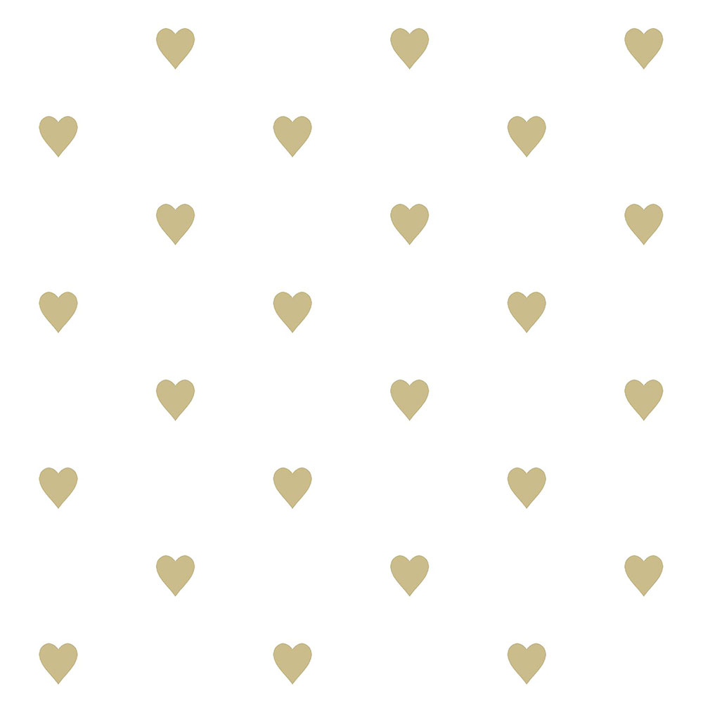 Weiße Tapete mit goldenen Herzen, Vliestapete 347679, Precious, Origin
