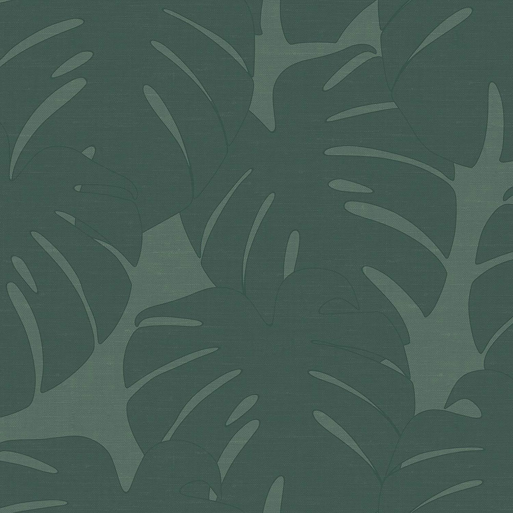 Grüne Tapete - monstera Blätter - Stoff Textur, Vliestapete 347763, Natural Fabrics, Origin