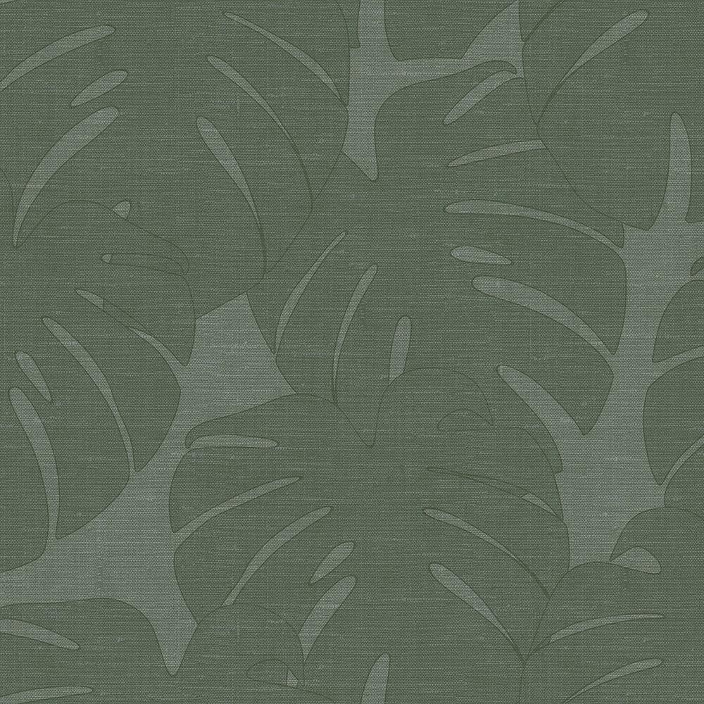 Grüne Tapete - monstera Blätter - Stoff Textur, Vliestapete 347762, Natural Fabrics, Origin