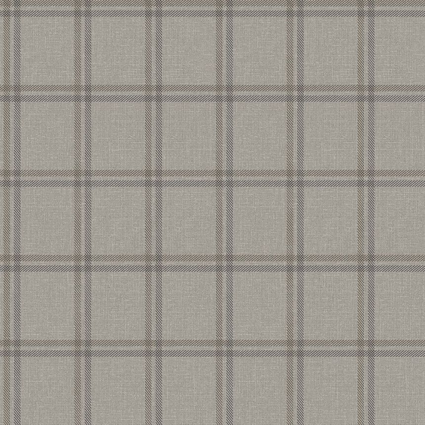 Tapete - brauner Stoffimitat, englisch kariert, Vliestapete 347624, Natural Fabrics, Origin