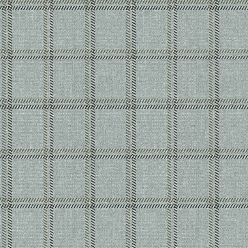 Tapete Stoffimitat grau-blau kariert, Vliestapete 347622, Natural Fabrics, Origin