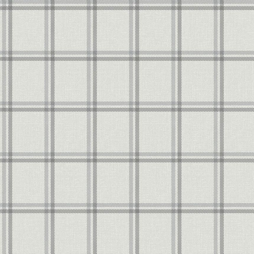 Tapete Stoffimitat grau kariert, Vliestapete 347621, Natural Fabrics, Origin