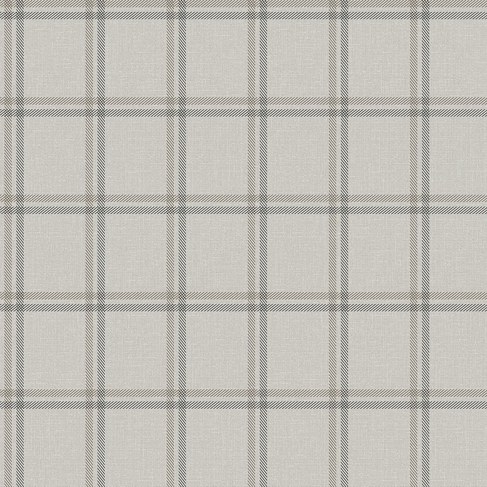 Tapete Stoffimitat grau-beige kariert, Vliestapete 347620, Natural Fabrics, Origin