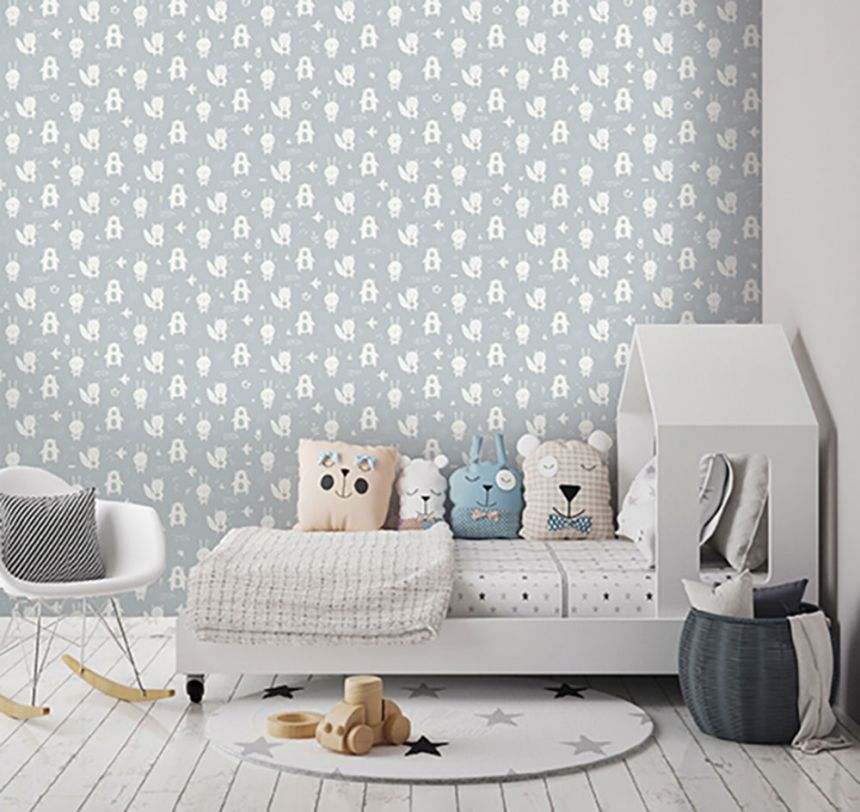 Blaue Tapete für die Kleinsten Waldtiere, Vliestapete L91311, My Kingdom, Ugépa