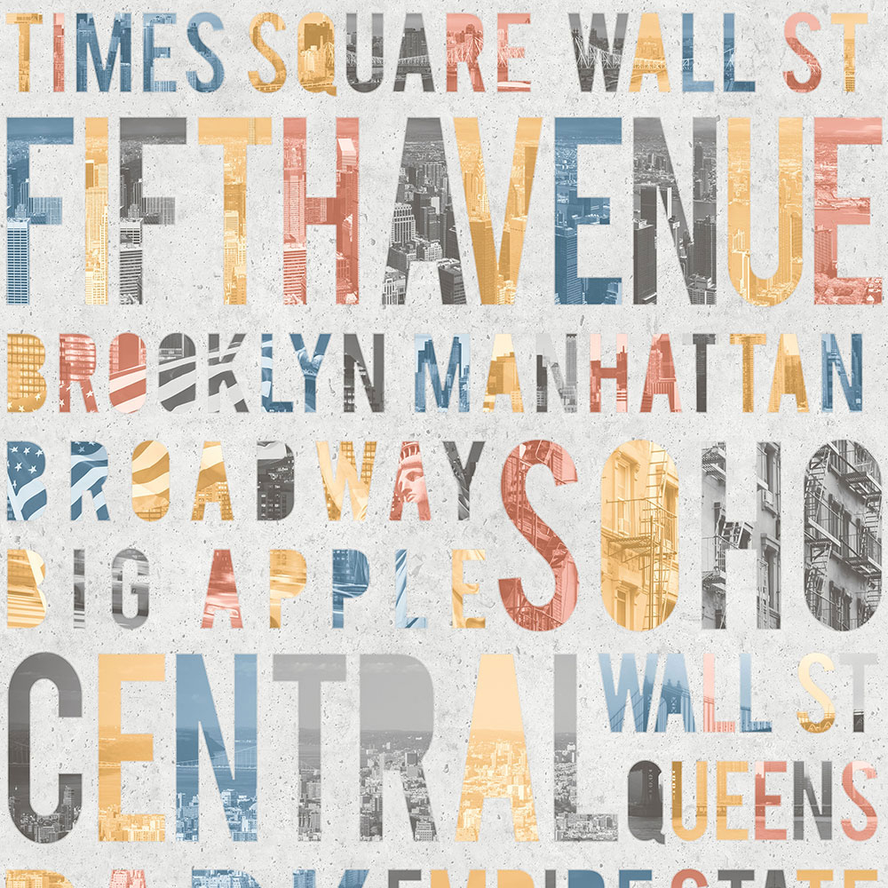 Graue abwaschbare Tapete mit Texten, Vliestapete  M50819, Loft, Ugépa