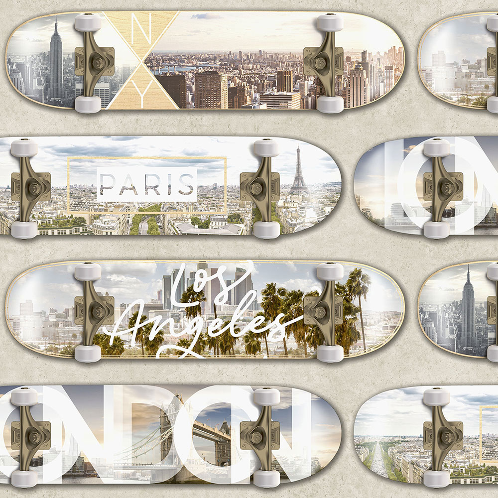 Tapete für Teenager, Skateboards, Vliestapete M50697D, Loft, Ugépa