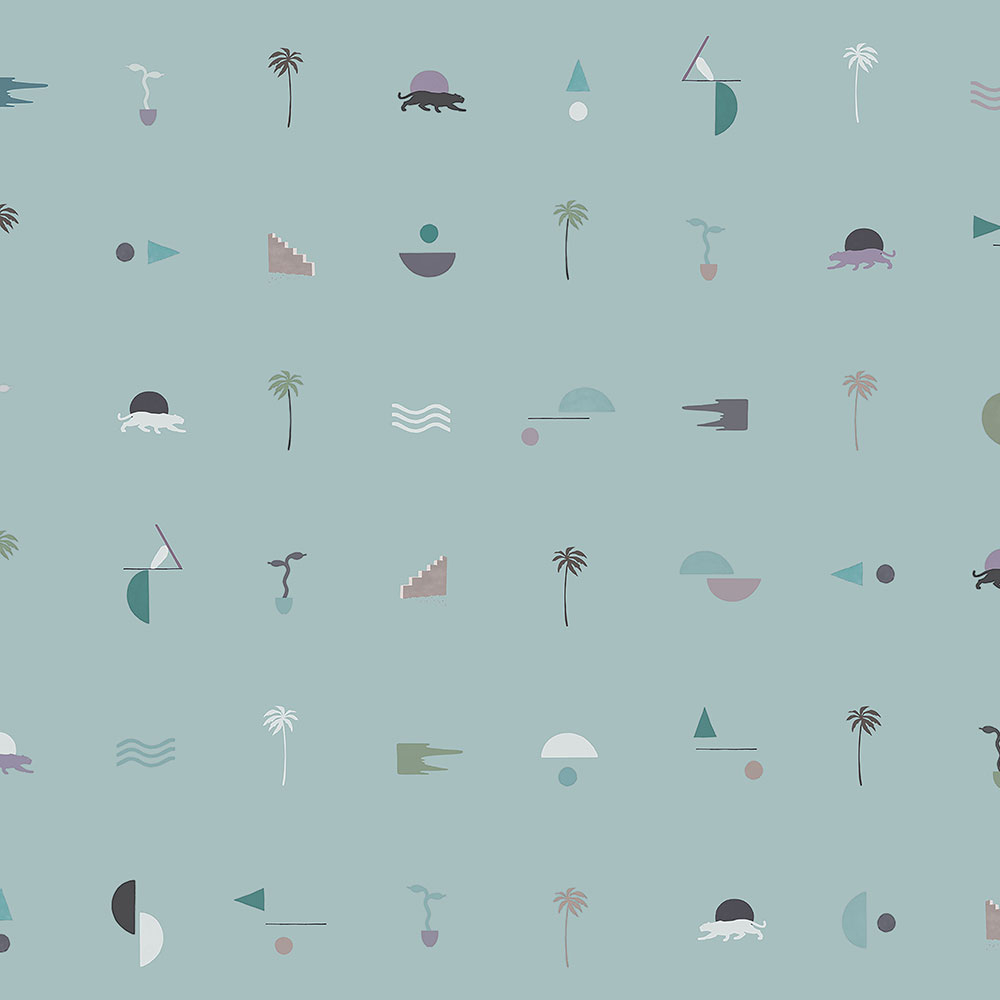 Blaue Tapete, Natur 6510-1, 106x300cm, Batabasta, ICH Wallcoverings