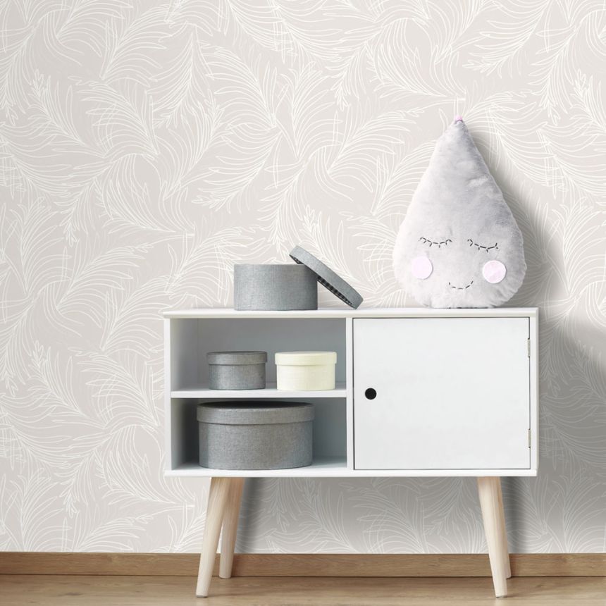 Beige Tapete, Palmblätter 6507-2, Batabasta, ICH Wallcoverings