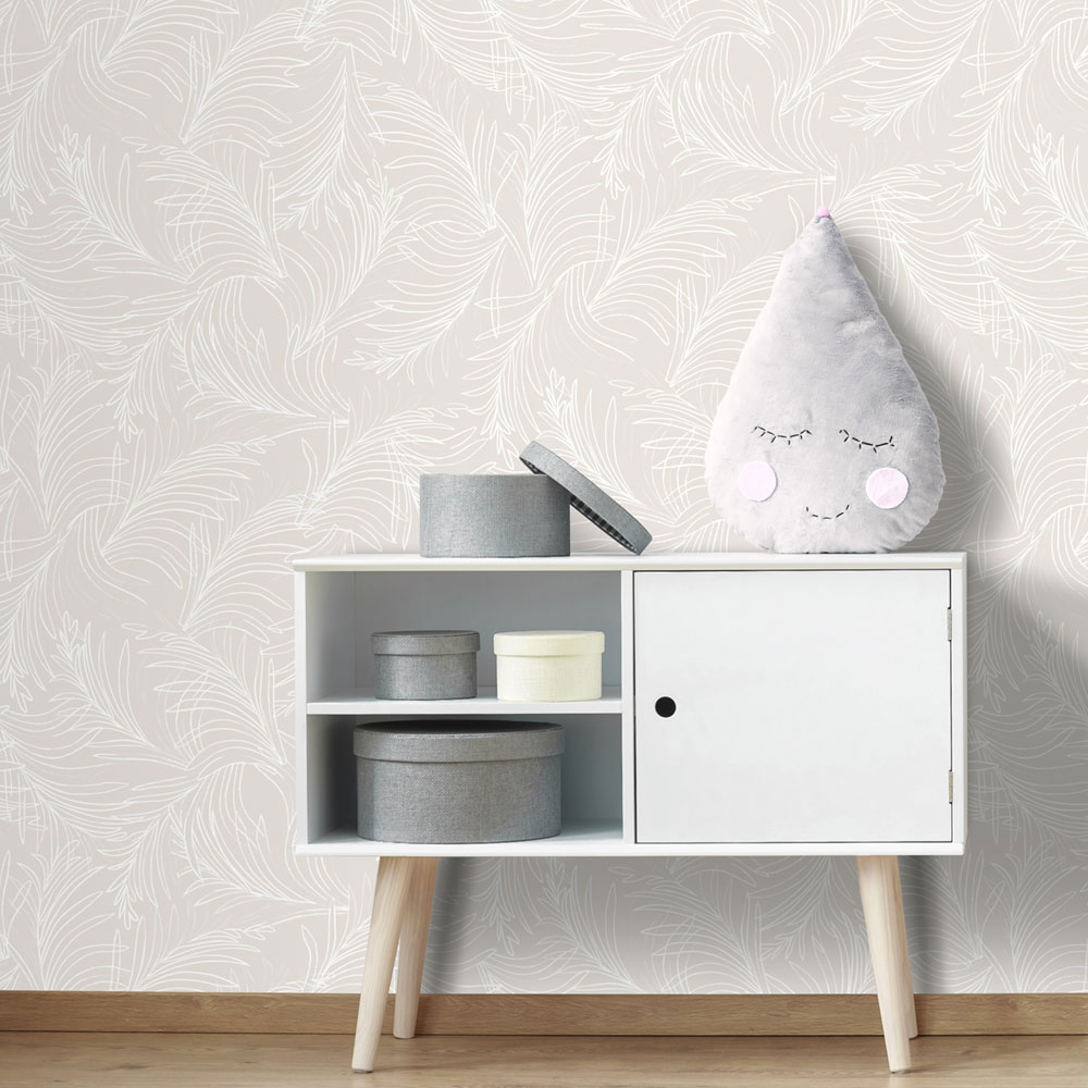 Beige Tapete, Palmblätter 6507-2, Batabasta, ICH Wallcoverings
