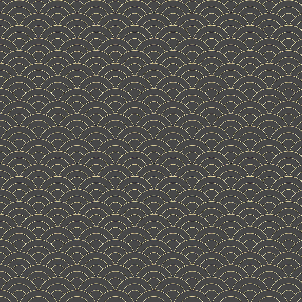 Schwarz-goldene Tapete, gewölbtes Muster 6506-4, Batabasta, ICH Wallcoverings