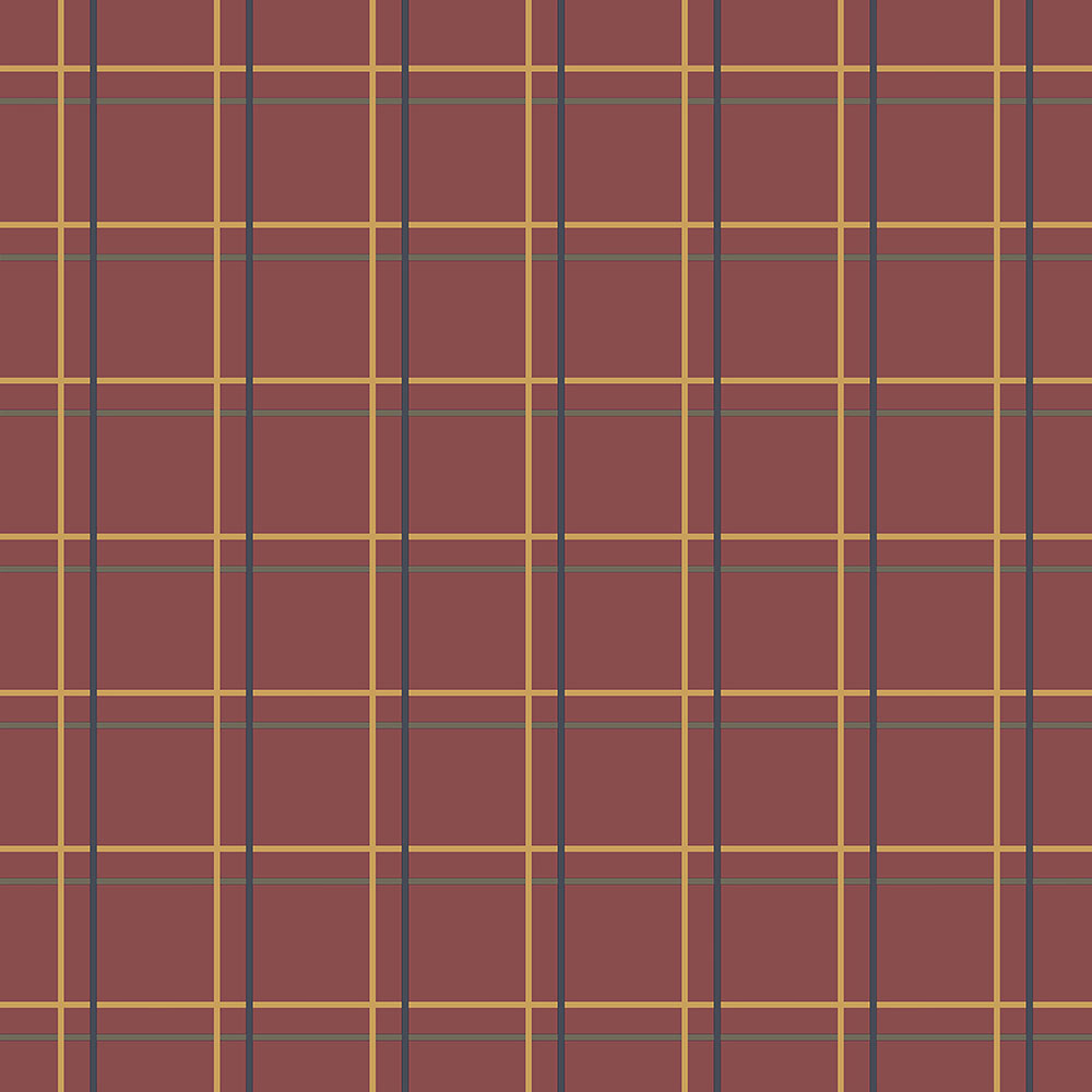Rote Tapete mit geometrischem Muster, Tartan 6505-4, Batabasta, ICH Wallcoverings
