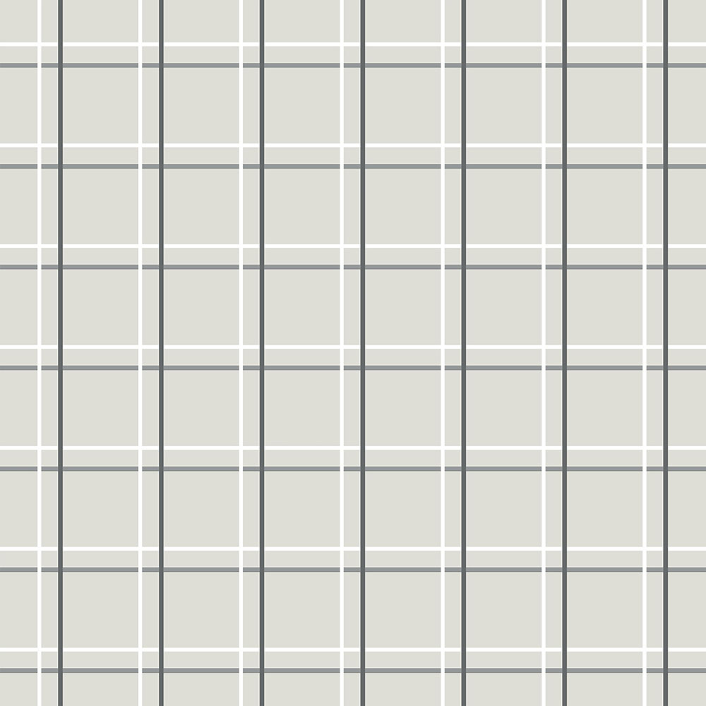 Graue Tapete mit geometrischem Muster, Schottenkaro 6505-2, Batabasta, ICH Wallcoverings