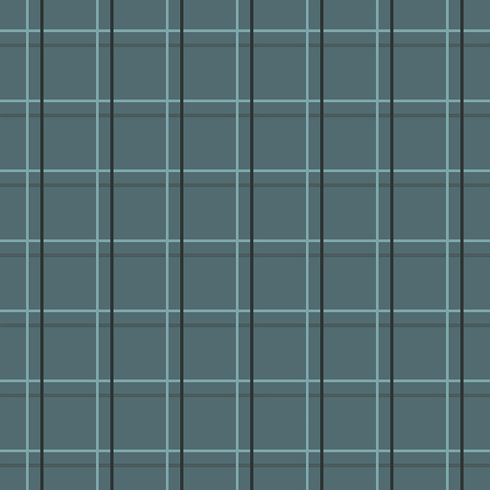 Türkise Tapete mit geometrischem Muster, Schottenkaro 6505-1, Batabasta, ICH Wallcoverings