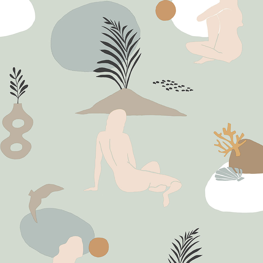 Grüne Tapete, Frauen am Strand 6503-3, Batabasta, ICH Wallcoverings