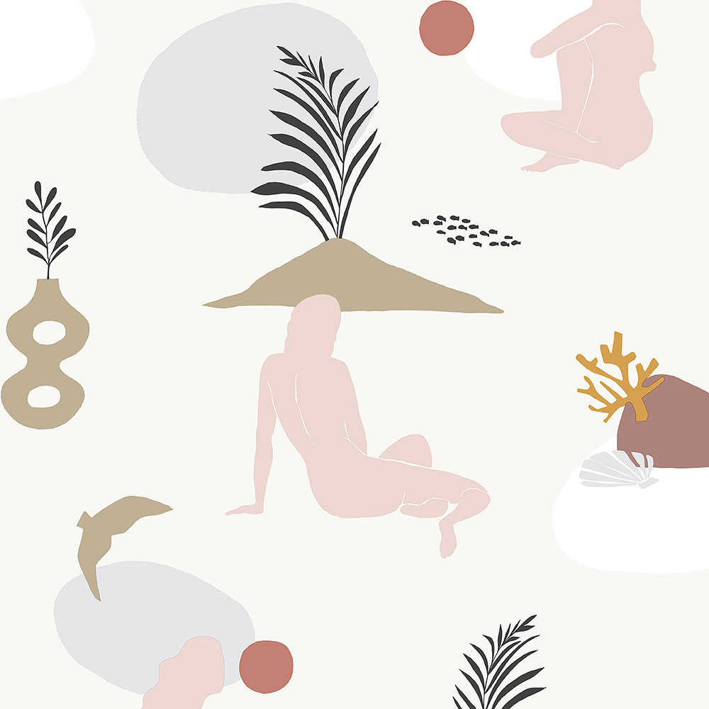 Cremefarbene Tapete, Frauen am Strand 6503-2, Batabasta, ICH Wallcoverings