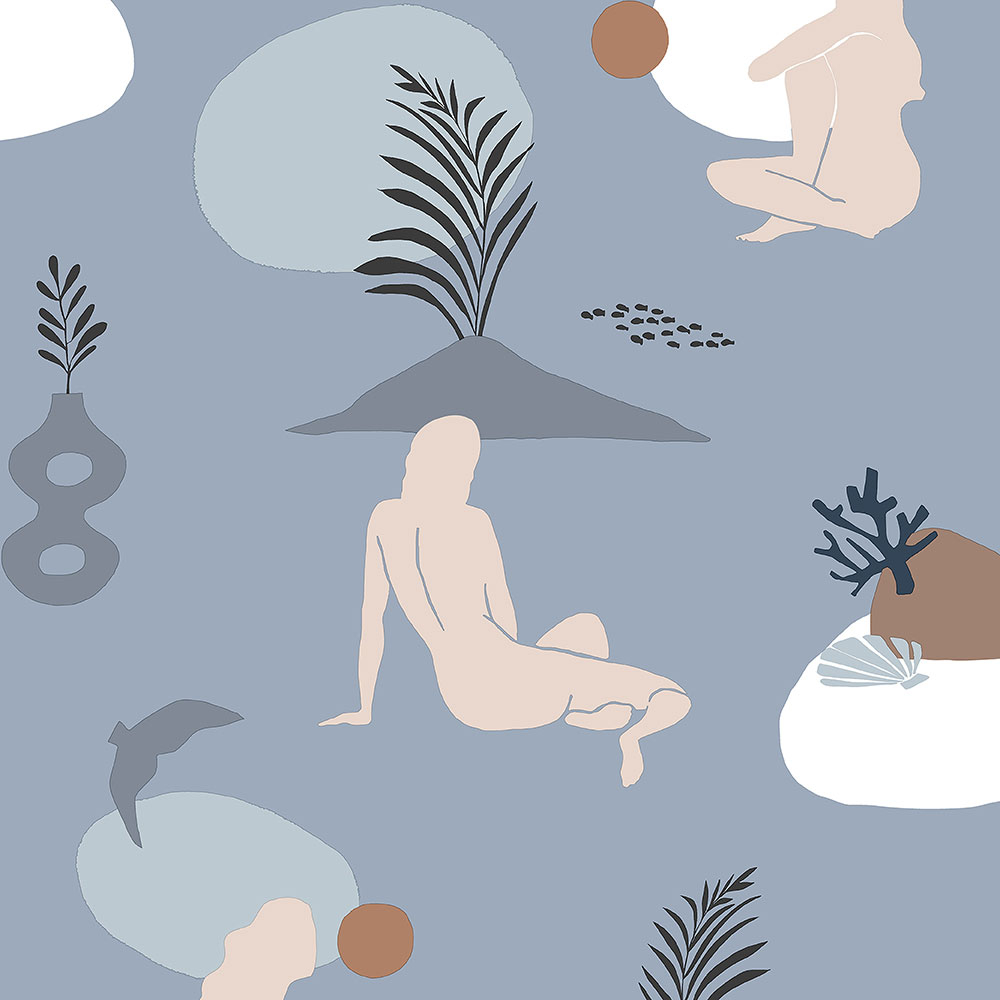 Blaue Tapete, Frauen am Strand 6503-1, Batabasta, ICH Wallcoverings