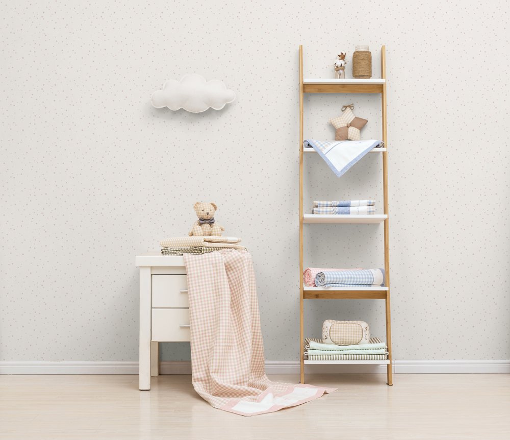 Weiße Kindertapete mit rosa Sternen 7005-3, Noa, ICH Wallcoverings